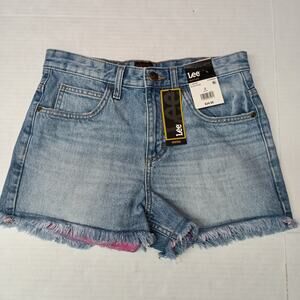 Lee Women's Relaxed 3” Ins Denim Shorts Raw Edge Hem Size 2